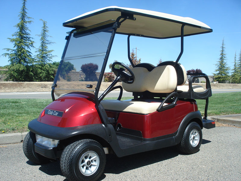 Club Car Precedent, Candy Apple Red metallic color Gilchrist Golf Cars