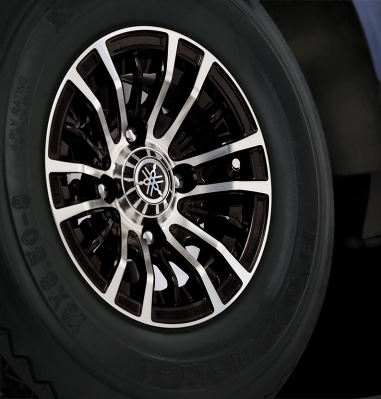 10″ Casino, machined with black, Yamaha OEM only golf cart wheels