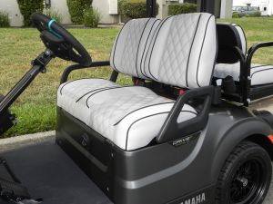 Contoured split-back vinyl seats